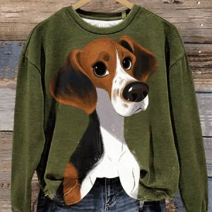 Cute Dog Art Print Casual Sweatshirt