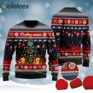Darts And Beer Noel Pattern Personalized Gifts For Dart Players Sport Lovers Knitted Ugly Christmas Sweater