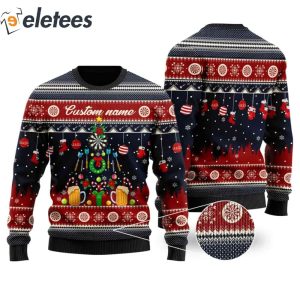 Darts And Beer Noel Pattern Personalized Gifts For Dart Players Sport Lovers Knitted Ugly Christmas Sweater1