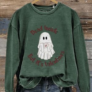 Dead Inside But Its Valentines Valentines Day Ghost Casual Print Sweatshirt2