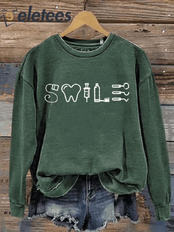 Dental Dental Hygienist Dental Student Gift Letter Print Casual Sweatshirt