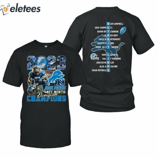 Detroit 2023 One Pride NFC North Division Champions 2023 Shirt