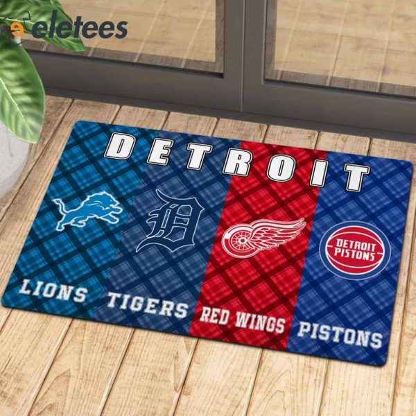 Detroit Sport Teams Lions Tigers Red Wings Pistons Doormat