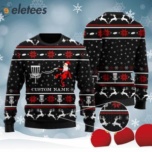 Disc Golf Noel Pattern Custom Name Knitted Ugly Christmas Sweater