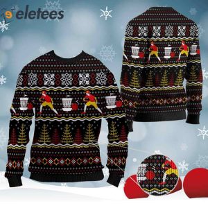 Disc Golf With Christmas Patterns For Disc Golfers And Sport Lovers Knitted Ugly Christmas Sweater