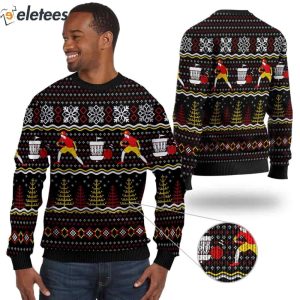 Disc Golf With Christmas Patterns For Disc Golfers And Sport Lovers Knitted Ugly Christmas Sweater1