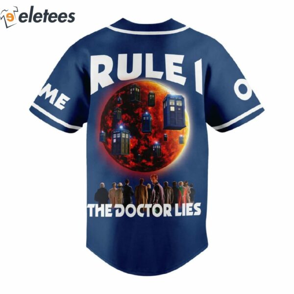 Doctor Who Rule 1 The Doctor Lies Personalized Baseball Jersey