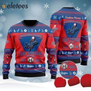 Dodgers Football Team Logo Personalized Ugly Christmas Sweater