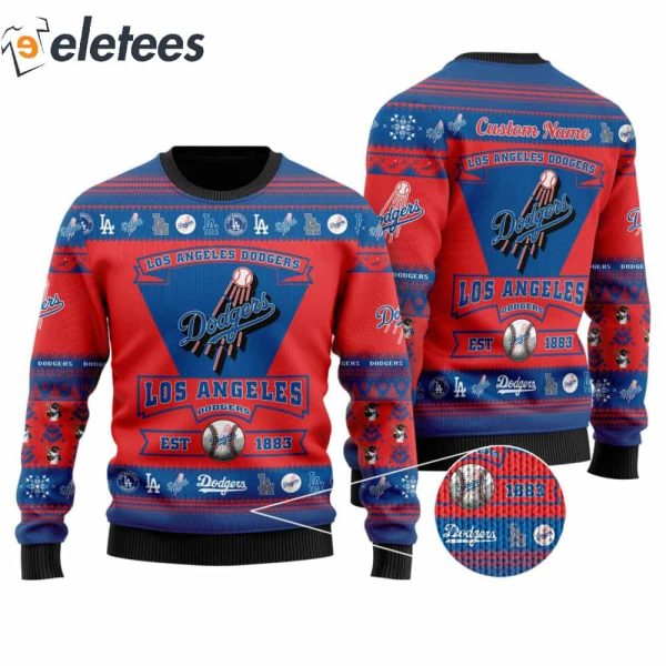 Dodgers Football Team Logo Personalized Ugly Christmas Sweater