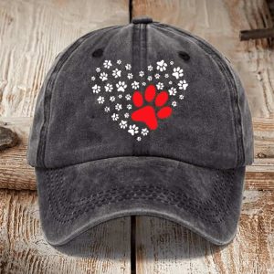 Dog Paw Heart Dog Lovers Hat