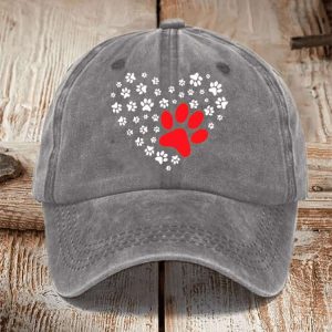 Dog Paw Heart Dog Lovers Hat1