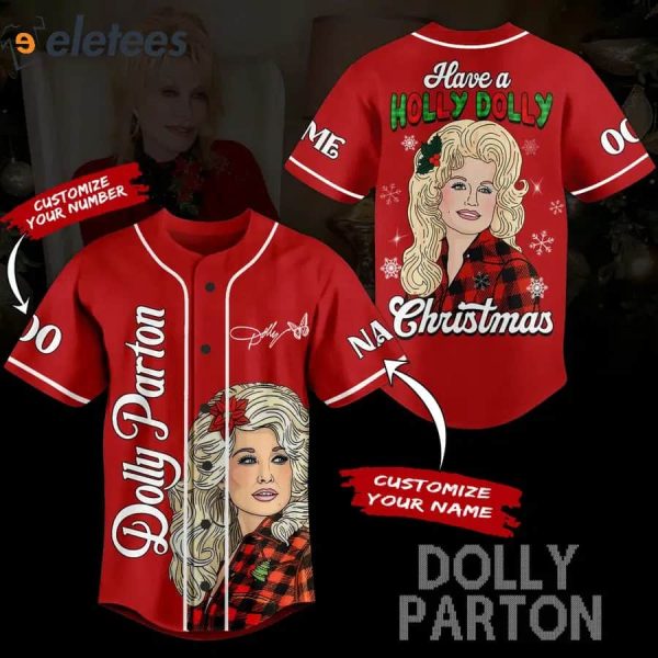 Dolly Parton Have A Holly Dolly Christmas Personalized Baseball Jersey