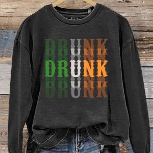 Drunk Art Print St Patricks Day Casual Sweatshirt