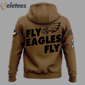 Eagles Brotherly Shove Salute To Service Brown Hoodie 3
