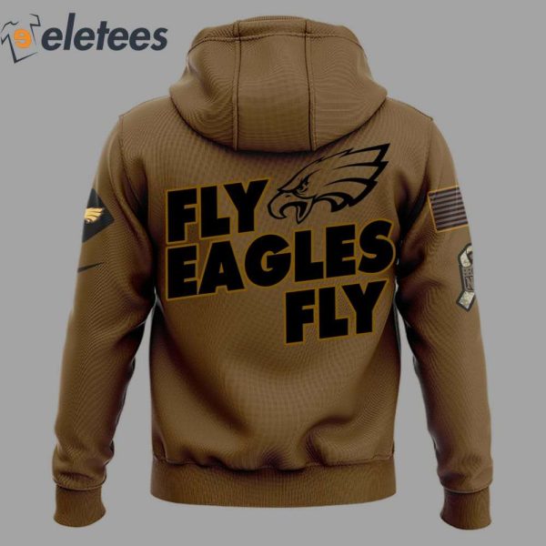 Eagles Brotherly Shove Salute To Service Brown Hoodie