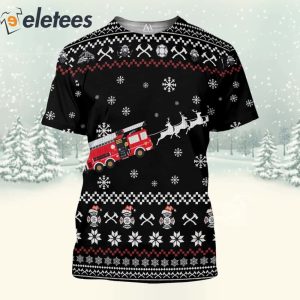 Firetruck Sleigh 3D All Over Print Christmas Sweatshirt