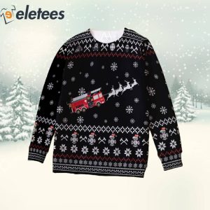 Firetruck Sleigh 3D All Over Print Christmas Sweatshirt 2