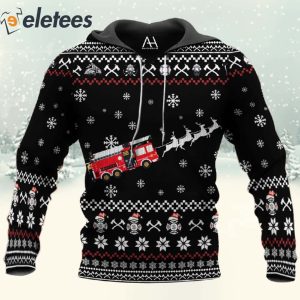 Firetruck Sleigh 3D All Over Print Christmas Sweatshirt 3