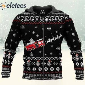 Firetruck Sleigh 3D All Over Print Christmas Sweatshirt 4