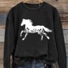 Flower Horse Art Print Casual Sweatshirt