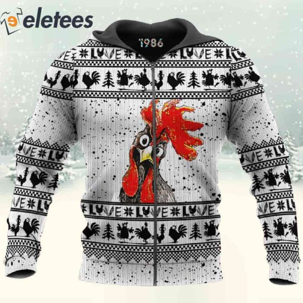 Funny Chicken 3D All Over Print Christmas Sweatshirt