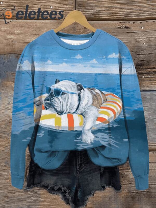 Funny Dog Swimming Art Print Pattern Casual Sweatshirt