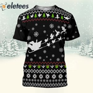 Funny Rooster Sleigh 3D All Over Print Christmas Sweatshirt