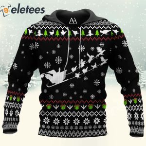 Funny Rooster Sleigh 3D All Over Print Christmas Sweatshirt 3