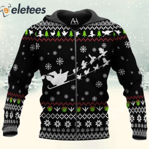 Funny Rooster Sleigh 3D All Over Print Christmas Sweatshirt 4