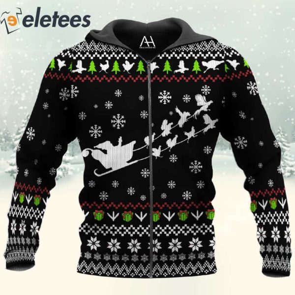 Funny Rooster Sleigh 3D All Over Print Christmas Sweatshirt