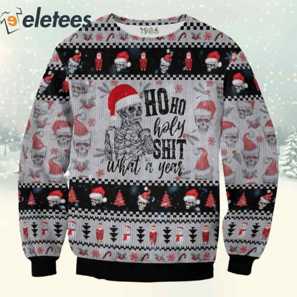 Funny Skull Ho Ho Holy Shit 3D All Over Print Christmas Sweatshirt