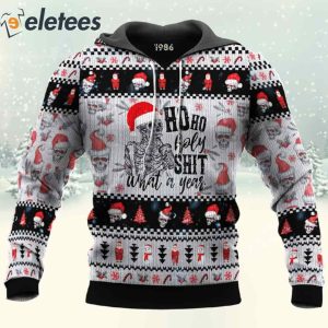 Funny Skull Ho Ho Holy Shit 3D All Over Print Christmas Sweatshirt 3