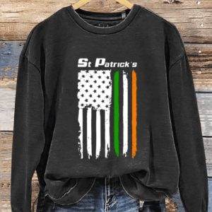Funny St Patricks Day Flag Art Design Print Casual Sweatshirt
