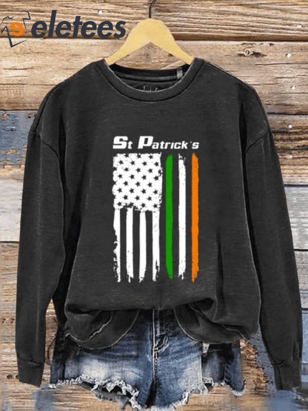 Funny St. Patrick’s Day Flag Art Design Print Casual Sweatshirt
