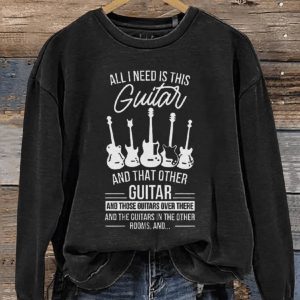 Gift For Guitar Player Casual Print Sweatshirt