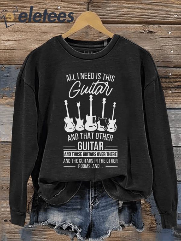 Gift For Guitar Player Casual Print Sweatshirt