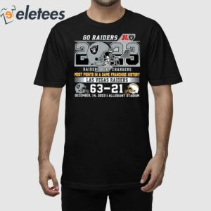 Go Raiders 2023 Most Points In A Game Franchise History Shirt 3