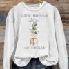 Go Though Print Casual Sweatshirt