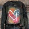 God Is Great Heart Cross Print Casual Sweatshirt