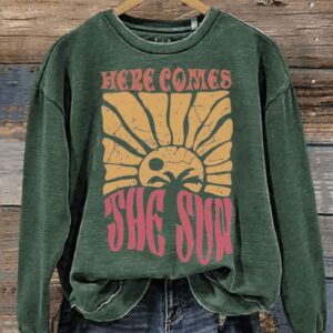 Here Comes The Sun Motivational Mental Health Awareness Casual Print Sweatshirt2