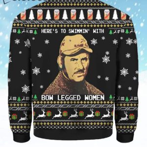 Heres To Swimmin With Bow Legged Woman Jaws Ugly Christmas Sweater 2