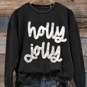 Holly Jolly Letter Print Casual Sweatshirt