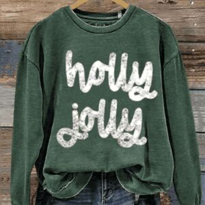 Holly Jolly Letter Print Casual Sweatshirt1