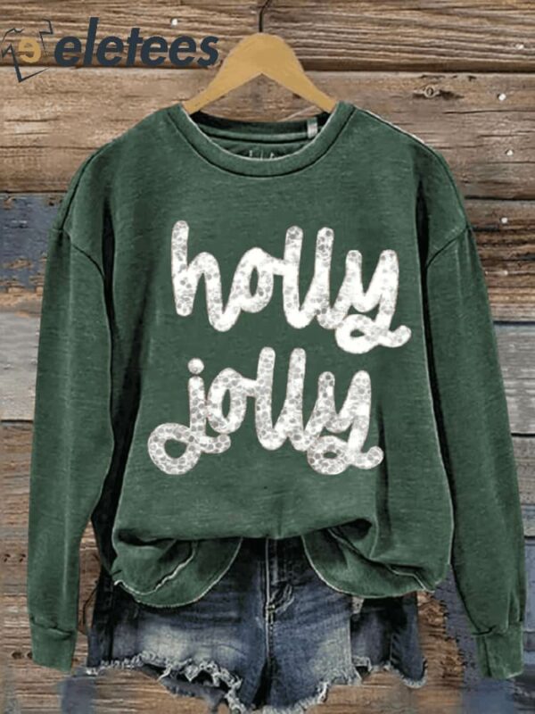 Holly Jolly Letter Print Casual Sweatshirt