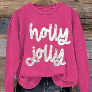 Holly Jolly Letter Print Casual Sweatshirt2