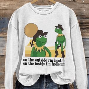 Hootin Hollerin Funny Frog Casual Print Sweatshirt1
