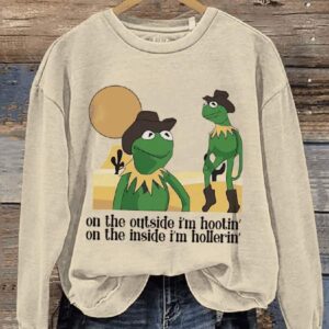 Hootin Hollerin Funny Frog Casual Print Sweatshirt2