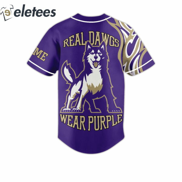 Huskies Real Dawgs Wear Purple Personalized Baseball Jersey
