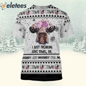 I Just Freaking Love Cows OK 3D All Over Print Christmas Sweatshirt