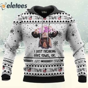 I Just Freaking Love Cows OK 3D All Over Print Christmas Sweatshirt 3